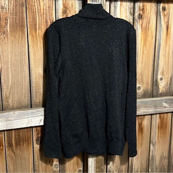 Lane Bryant top turtleneck long sleeve black silver metallic 14 - Picture 5 of 6